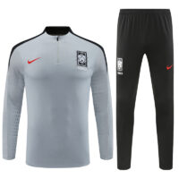 24-25 South Korea light gray with black half zipper training tracksuit