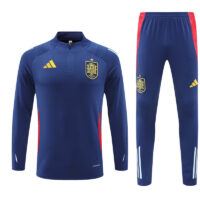 24-25 Spain navy blue with red half zipper training tracksuit