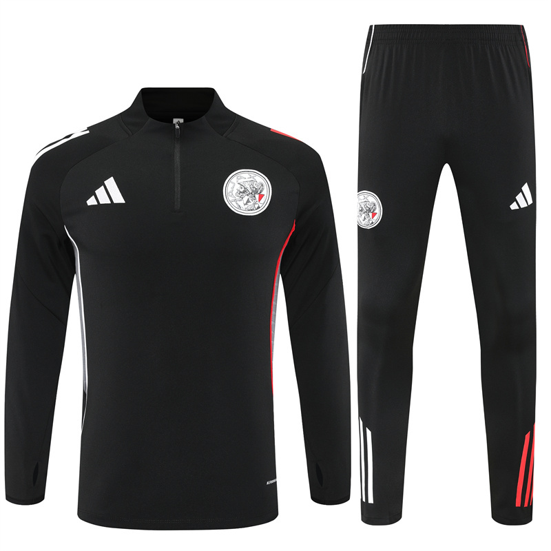 004-221 25-26 Ajax black with gray stripe half zipper sweater tracksuit