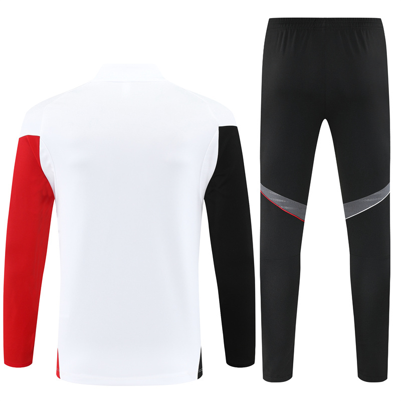 25-26 Ajax white with black and red stripe half zipper sweater tracksuit