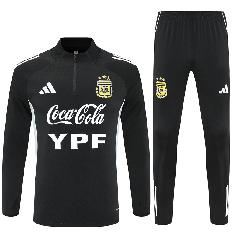 25-26 Argentina black with white stripe half zipper sweater tracksuit