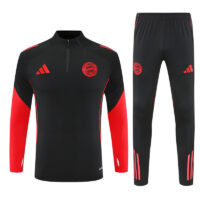 25-26 Bayern black with red half zipper sweater tracksuit
