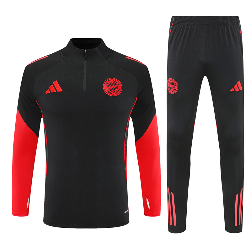 25-26 Bayern black with red half zipper sweater tracksuit