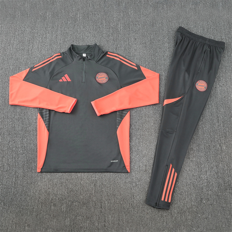 25-26 Bayern dark gray with orange stripe half zipper sweater tracksuit