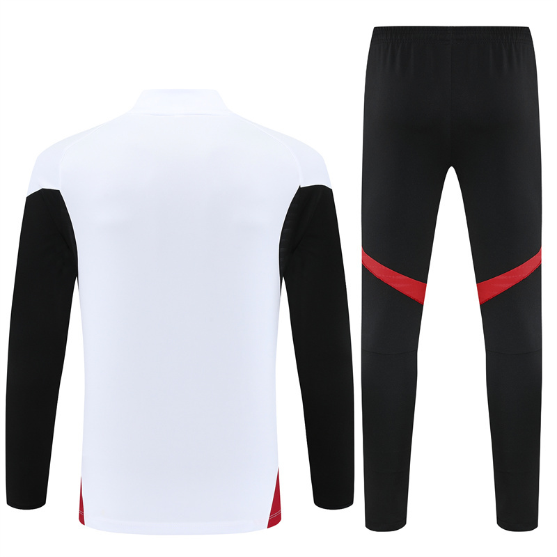 25-26 Manud white with black and red stripe half zipper sweater tracksuit