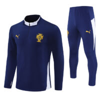 25-26 Portugal navy blue with white half zipper sweater tracksuit