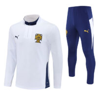 25-26 Portugal white with navy blue half zipper sweater tracksuit