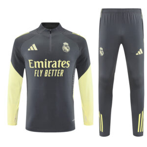 25-26 Real Madrid dark gray with green half zipper sweater tracksuit - Image 4