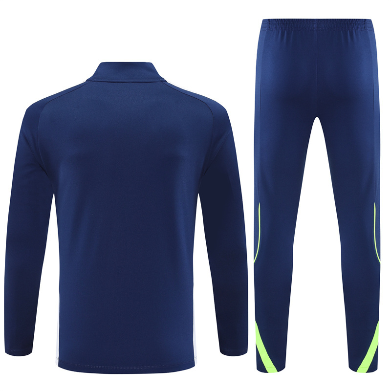 25-26 Real Madrid navy blue with white stripe half zipper sweater tracksuit