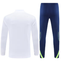 25-26 Real Madrid white with green stripe half zipper sweater tracksuit
