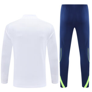 25-26 Real Madrid white with green stripe half zipper sweater tracksuit - Image 4