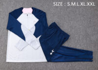 B708# 23-24 Tottenham light gray with navy blue half zipper sweater tracksuit