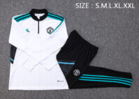 B718# 23-24 Manud white with black half zipper sweater tracksuit