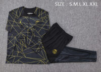 B721# 23-24 PS G Jrdan black with yellow half zipper sweater tracksuit