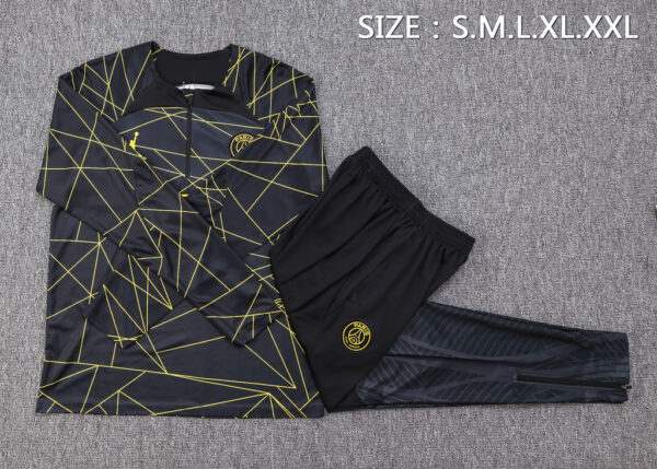 B721# 23-24 PS G Jrdan black with yellow half zipper sweater tracksuit - Image 4
