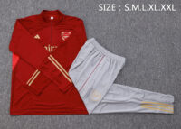 004-258 B734# 23-24 Arsenal dark red with gray pants half zipper sweater tracksuit