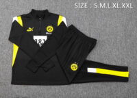 004-259 B742# 23-24 Dortmund black with yellow and white half zipper sweater tracksuit