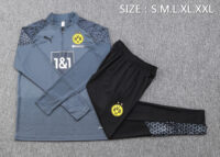 B743# 23-24 Dortmund gray with black pants half zipper sweater tracksuit