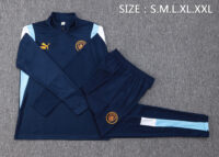 B751# 23-24 Man City navy blue with light blue and white half zipper sweater tracksuit