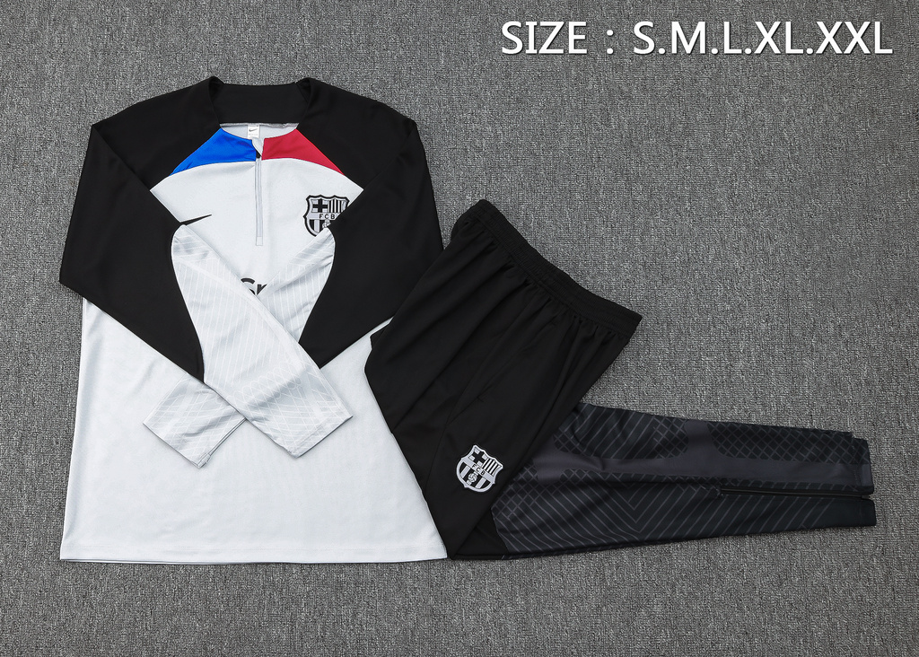 B756# 23-24 Bar light gray with black stripe half zipper sweater tracksuit