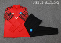 B765# 23-24 Napoli red with black half zipper sweater tracksuit