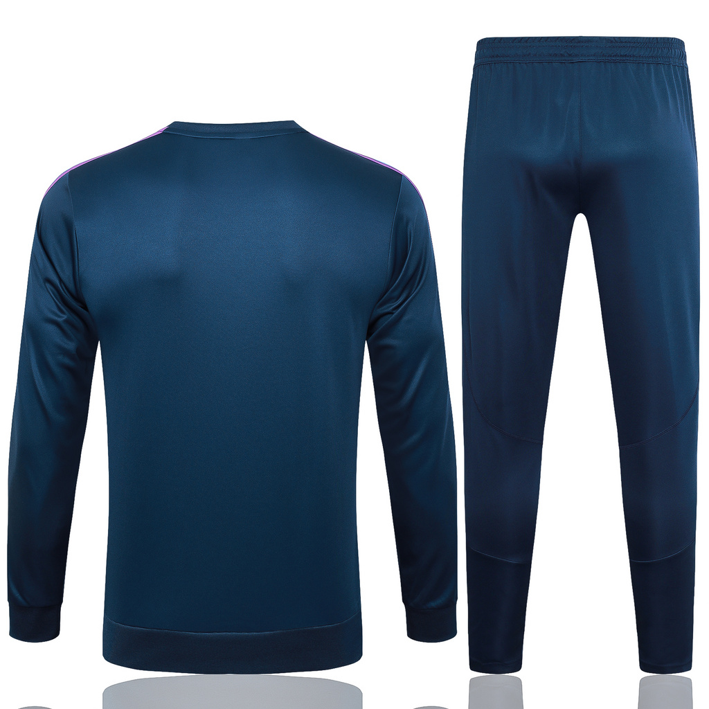 B767# 23-24 Real Madrid navy blue round collar sweater tracksuit