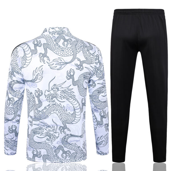 B768# 23-24 Real Madrid white with dragon half zipper training tracksuit - Image 4
