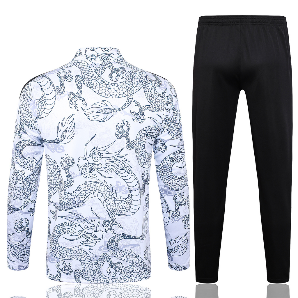 B768# 23-24 Real Madrid white with dragon half zipper training tracksuit