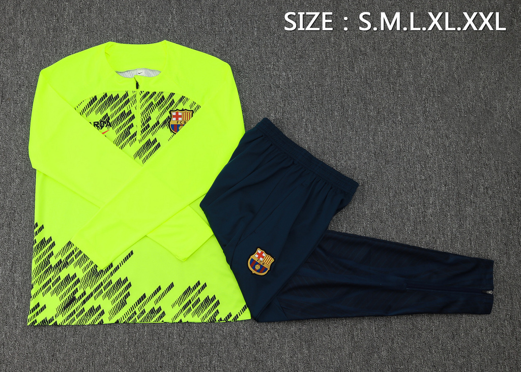 004-277 B789# 23-24 Bar Fluorescent green half zipper sweater tracksuit