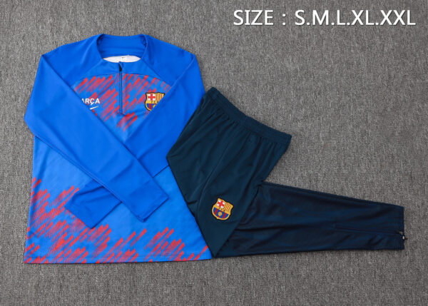 B790# 23-24 Bar color blue with red half zipper sweater tracksuit - Image 4