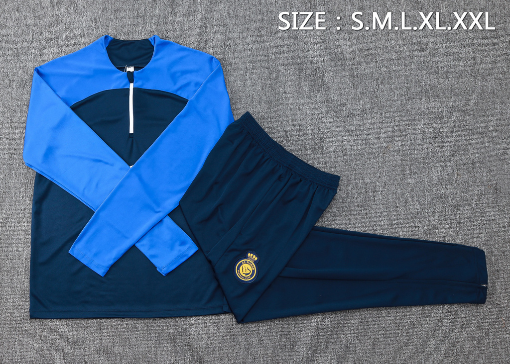 B794# 23-24 Riyadh navy blue stripe half zipper sweater tracksuit