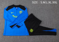 B822# 24-25 Bar color blue with black half zipper training tracksuit