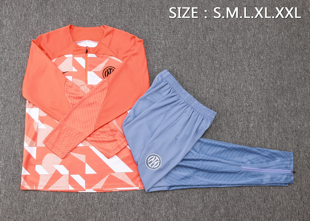 004-285 B825# 24-25 Inter orange with white half zipper training tracksuit