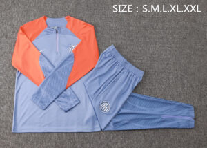 B826# 24-25 Inter light gray with orange half zipper training tracksuit - Image 4