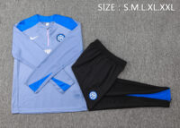 004-287 B829# 24-25 Inter light gray with color blue half zipper training tracksuit