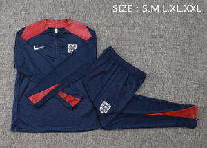 B831# 24-25 England navy blue with red half zipper training tracksuit - Image 4