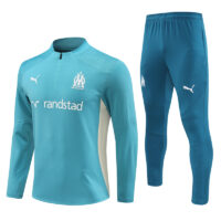 24-25 Marseille lake green with white stripe half zipper training tracksuit