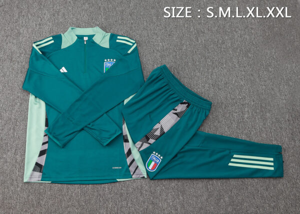 B839# 24-25 Italy dark green half zipper training tracksuit - Image 4