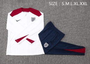 B845# 24-25 England white with red half zipper training tracksuit - Image 4