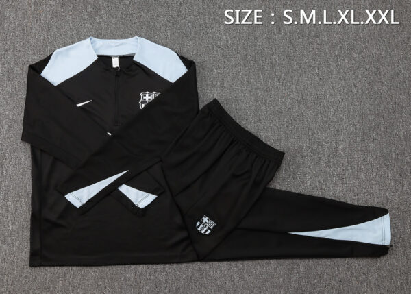 B856# 24-25 Bar black with light gray half zipper training tracksuit - Image 4