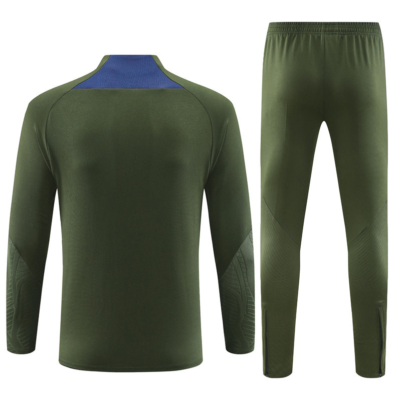 Fans version 23-24 PS G Jrdan army green half zipper sweater tracksuit