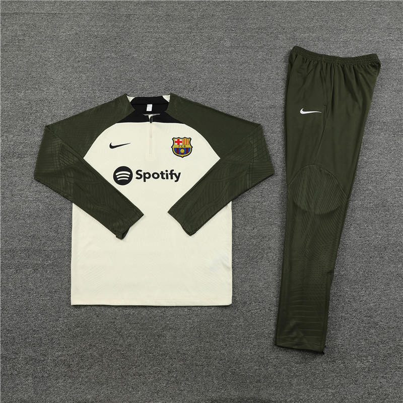 Player version 23-24 Bar beige with army green half zipper sweater tracksuit