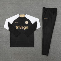 Player version 23-24 Chelsea black with white half zipper training tracksuit