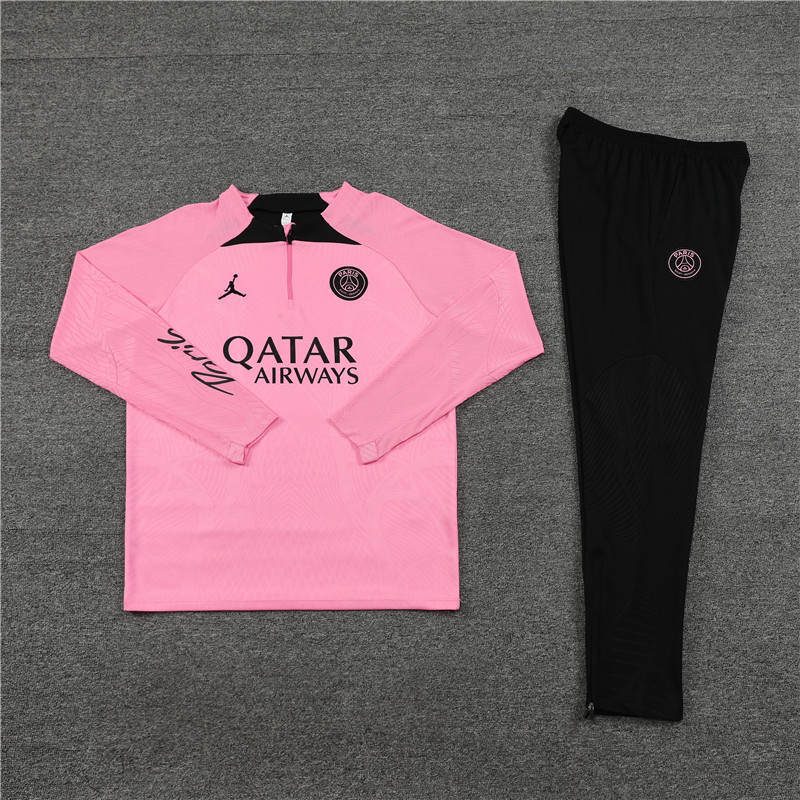 Player version 23-24 PS G Jrdan pink half zipper sweater tracksuit