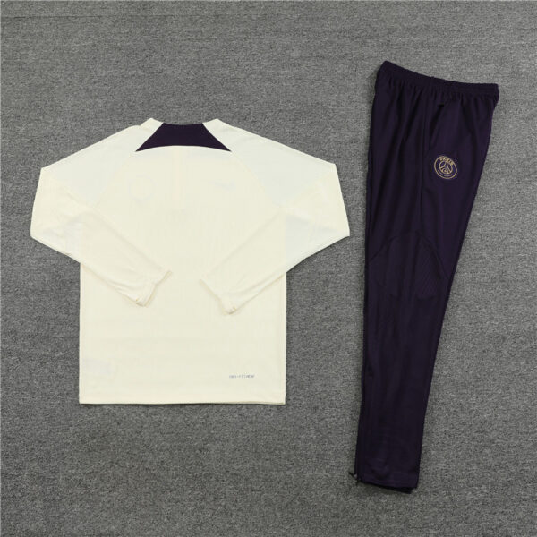 Player version 23-24 PS G beige with purple half zipper sweater tracksuit - Image 4