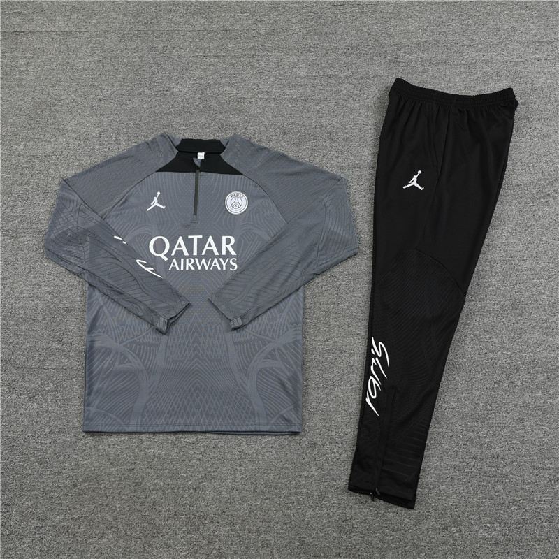 Player version 23-24 PS G dark gray half zipper sweater tracksuit