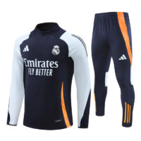24-25 Real Madrid navy blue with light blue half zipper training tracksuit