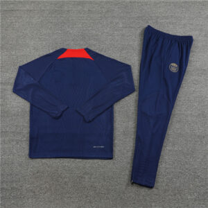 Player version 23-24 PS G navy blue with red half zipper sweater tracksuit - Image 4