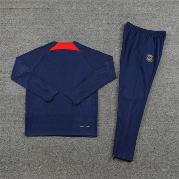 Player version 23-24 PS G navy blue with red half zipper sweater tracksuit - Image 4