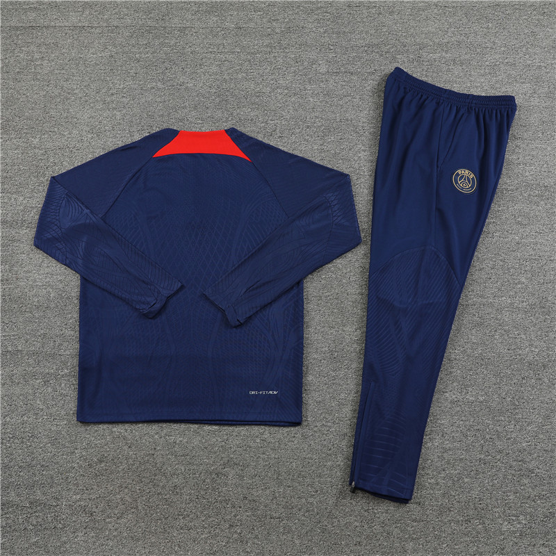 Player version 23-24 PS G navy blue with red half zipper sweater tracksuit